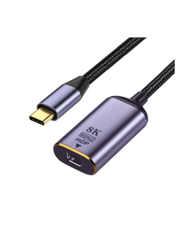Преходник DeTech, USB-C – Mini DP, 8K, 60Hz, Сив - 17839