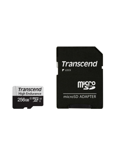 Карта памет 256GB microSDXC с адаптер, Transcend USD350V, UHS-I U3, скорост на четене до 100, скорост на запис 45MB/s
