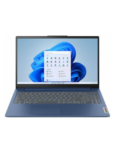 Лаптоп Lenovo IdeaPad Slim 3 15IAN8 (82XB008QBM)(син), осемядрен Intel Core i3-N305 1.8/3.8GHz, 15.6" (39.62cm) Full HD TN Anti-Glare Display, (HDMI), 8GB LPDDR5, 256GB SSD NVMe, 1x USB 3.2 Gen 1, No OS, 1.55kg