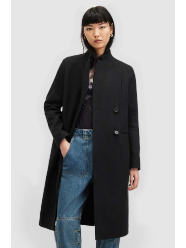 Вълнено палто AllSaints SIDNEY в черно преходен модел W008OZ