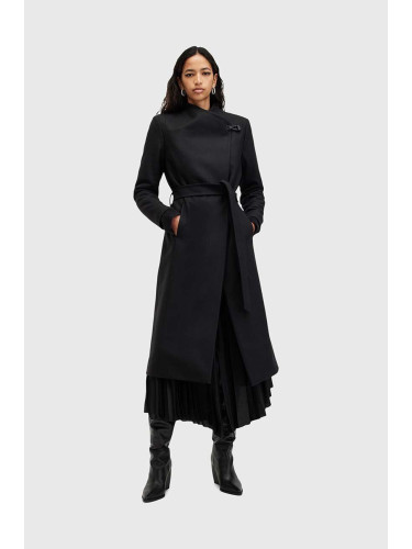 Вълнено палто AllSaints RILEY в черно преходен модел W009OZ