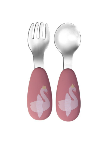 Tryco Cutlery Swan прибор за деца Dusty Rose 2 бр.