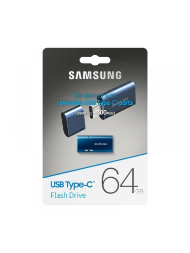 USB памет Samsung 64GB Flash Drive, MUF-64DA, 300 MB/s, USB-C 3.1, Синя