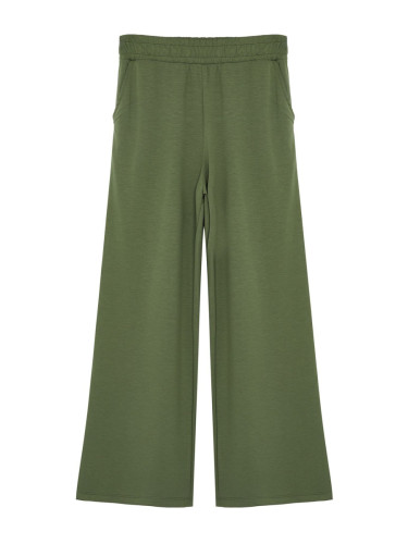 Trendyol Khaki Premium Soft Fabric Pocket Wideleg/Comfortable Fit Knitted Sweatpants