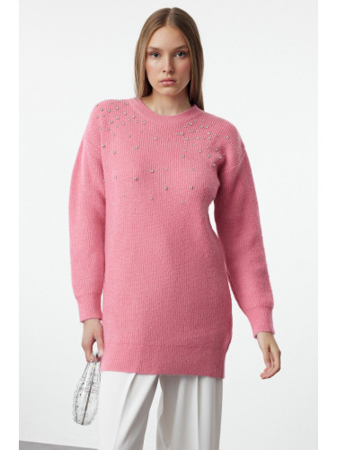 Trendyol Light Pink Soft Textured Stone Knitwear Sweater