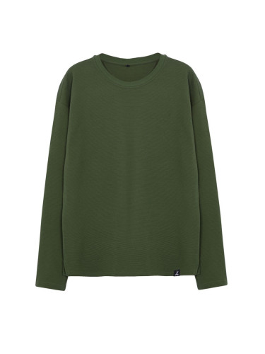 Trendyol Khaki Oversize/Wide Cut Limited Edition 100% Cotton Sweatshirt with Textured Label
