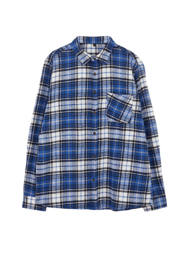 Trendyol Blue Regular Fit Winter Checkered Plaid Lumberjack Plus Size Shirt
