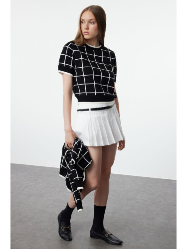 Trendyol Black Plaid/Checked Set Product Knitwear Cardigan