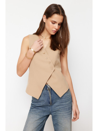 Trendyol Mink Regular Buttoned Woven Vest