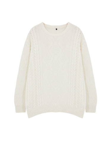 Trendyol White Oversize Wide Pattern Crew Neck Hair Knitted Sweater