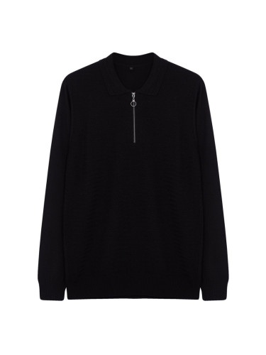 Trendyol Black Slim Crew Neck Textured Knitwear Sweater