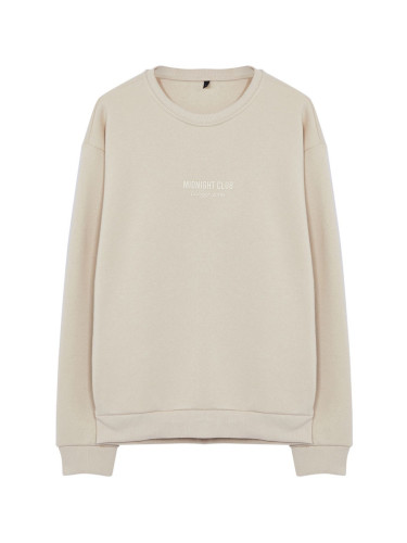 Trendyol Beige Oversize/Wide Cut Embossed Text Printed Sweatshirt