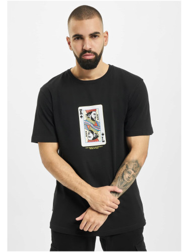 Черна тениска с щампа на картичка