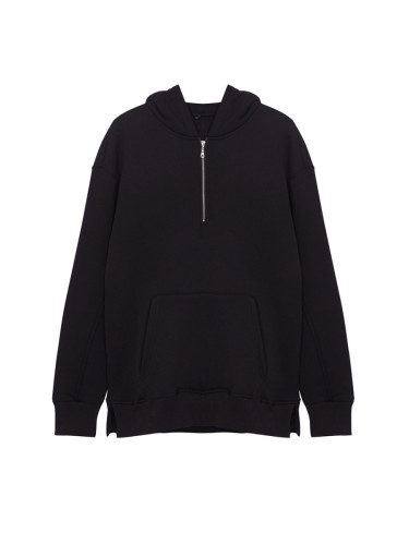 Trendyol Black Oversize/Wide Cut Zippered Hooded Basic Sweatshirt