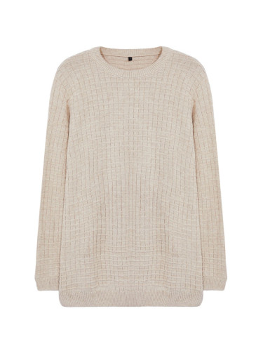 Trendyol Stone Regular Crew Neck Textured Knitwear Sweater