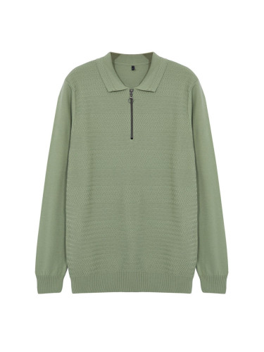 Trendyol Light Green Slim Crew Neck Textured Knitwear Sweater