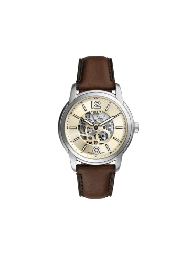 Часовник Fossil Heritage Automatic Skeleton ME3264 Кафяв