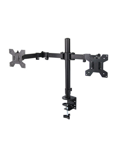 Стойка за монитор Esperanza ERW018, За 2 монитора, 10"-27", VESA 75/100 mm, До 8 кг на рамо, Черен