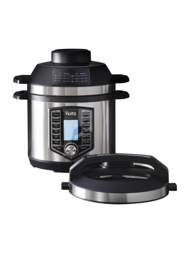 Мултикукър под налягане и Фритюрник Air Fryer 2в1 Oliver Voltz OV51985G6, 6L, 1500W, 44 функции, 12 програми, Инокс