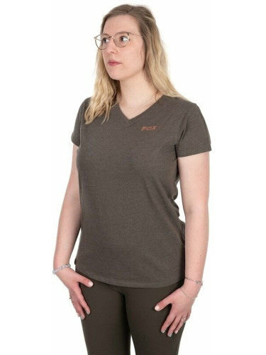 Fox Fishing Тениска Womens V-Neck T-Shirt Dusty Olive Marl/Mauve Fox S