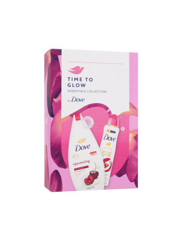 Dove Time To Glow Essentials Collection Подаръчен комплект душ гел Rejuvenating Cherry & Chia Milk 250 ml + антиперспирант Advanced Care Pomegranate & Lemon Verbena 150 ml