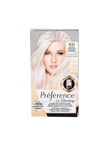 L'Oréal Paris Préférence Le Blonding Боя за коса за жени 1 бр Нюанс 11.11 Ultra Light Cold Crystal Blonde увредена кутия