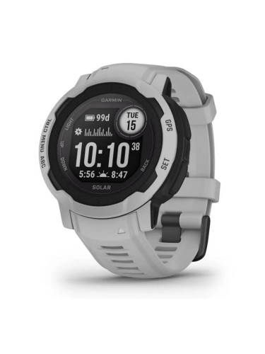 Смарт часовник Garmin Instinct 2 Solar Mist Gray, два прозореца 0.9" x 0.9" (2.3cm x 2.3cm) MIP дисплей, 32MB вградена памет, соларно зареждане, GPS, 10 ATM, Bluetooth, ANT+, до 28 дни време за работа, компас, сив