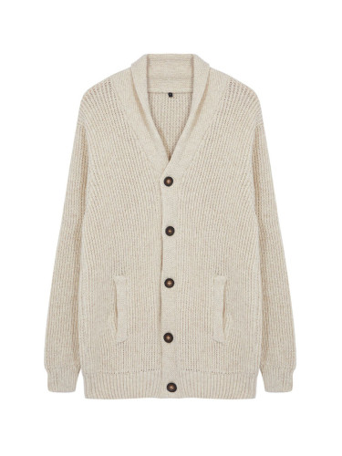 Trendyol Beige Regular Fit Shawl Collar Knitwear Cardigan