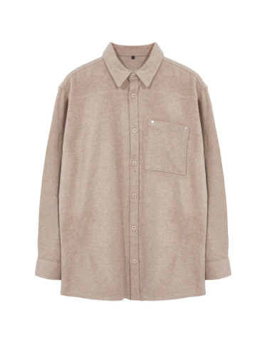 Trendyol Beige Oversize Fit Cachet Winter Shirt