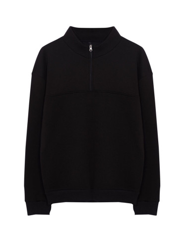 Trendyol Black Oversize/Wide Cut Stand Collar Zippered Sweatshirt