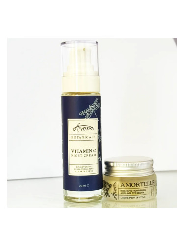 Анти-ейдж кремове за лице и околоочен контур ARVENA Botanicals Vitamin C Night Cream & Аmortelle Eye Cream