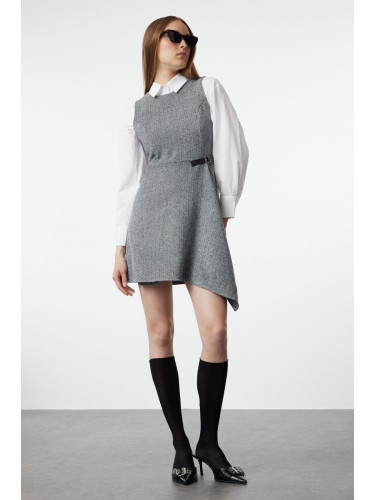 Trendyol Light Gray A-Line Skirt Asymmetric Mini Woven Dress