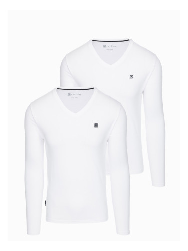 Ombre Set of 2x men's SLIM FIT longsleeve with logo and V-neck