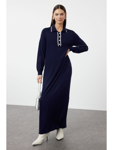 Trendyol Navy Blue Polo Neck Knitwear Dress