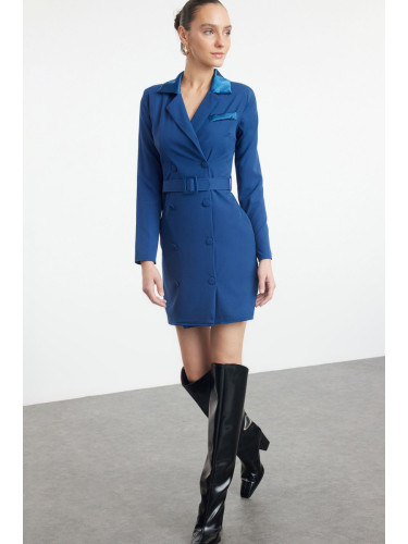 Trendyol Mini Woven Jacket Dress with Petrol Belt