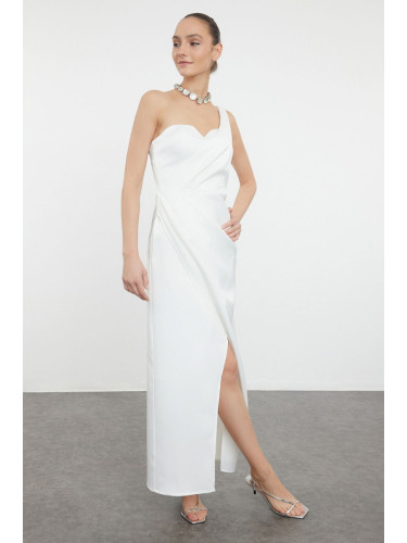 Trendyol White Satin Woven Elegant Evening Dress