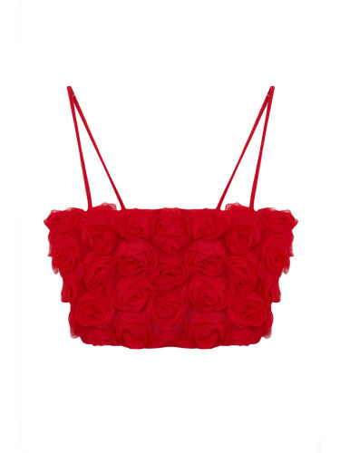 Trendyol Limited Edition Red 3D Floral Crop Bustier