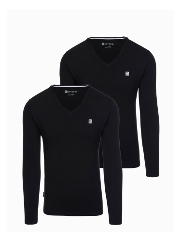 Ombre Set of 2x men's SLIM FIT longsleeve with V neckline and logo