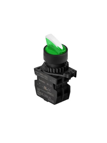 Панелен превключвател, S2SRN-L3AGADM, ротационен, ф22mm, 3 позиции, зелен, LED
