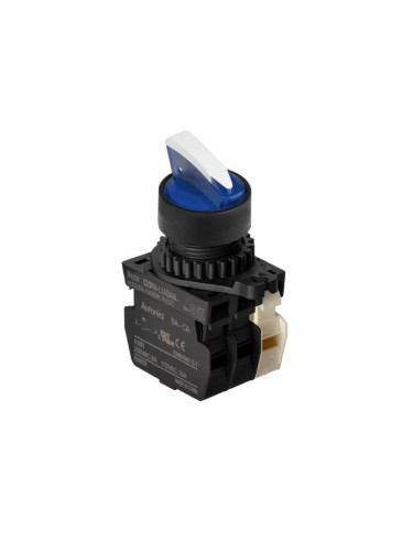 Панелен превключвател, S2SRN-LABABLM, ротационен, ф22mm, 3 позиции, син, LED