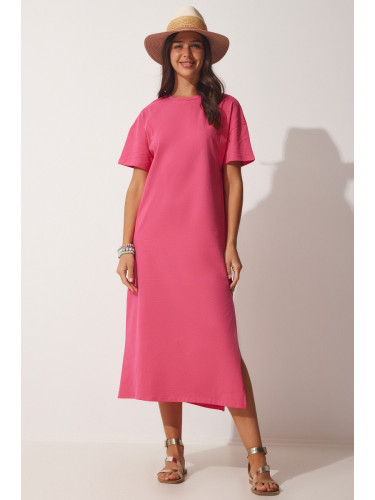 Happiness İstanbul Women's Pink Cotton Summer Daily Combed Combed Dress