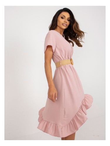 Light pink dress with frill and belt