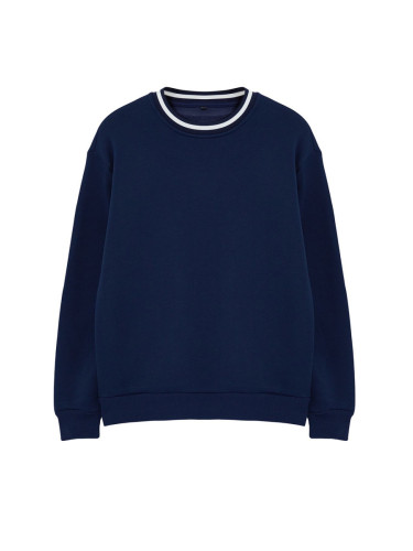 Trendyol Indigo Premium Oversize/Wide Cut Collar Knitwear Tape Detailed Sweatshirt