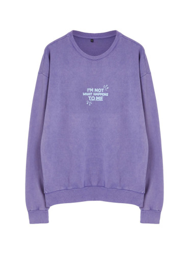 Trendyol Lilac Oversize / Wide Cut Wash / Aged Effect Printed Sweatshirt