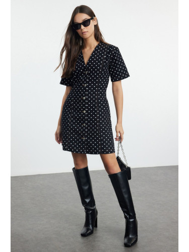 Trendyol Black Polka Dot Mini Denim Dress