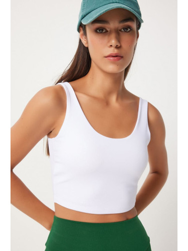 Happiness İstanbul Women's White Strappy Shaping Knitted Sports Bra