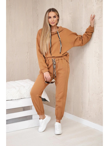 Cotton set sweatshirt + camel pants