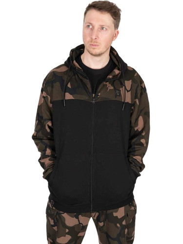 Fox Fishing Суитчер LW Black/Camo Split Zip Hoody - L