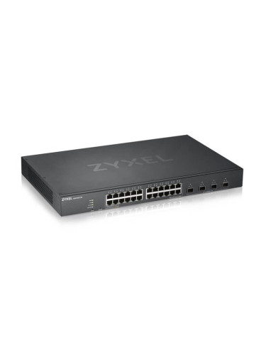 Суич ZyXEL XGS1930-28, 10000 Mbps, 24x 10/100/1000Base-T, 4x 10GE SFP+ with Uplink, 512MB RAM, 32MB Flash