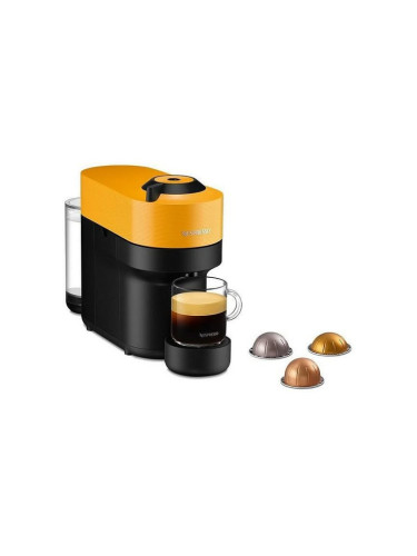 Кафемашина на капсули NESPRESSO VERTUO POP, 1500W, енергиен клас А+, 5 дължини на кафето, 30 мин. време за загряване, жълта